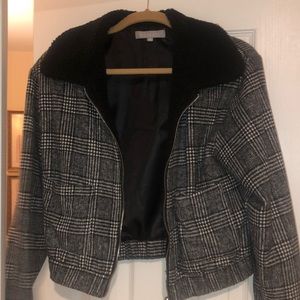 NLW black/grey plaid cropped jacket